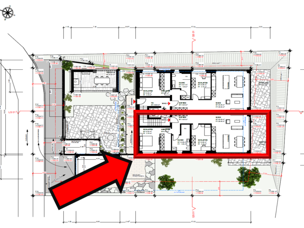 Veröffentlich mit Kennzeichnung der Wohnung - Grundriss