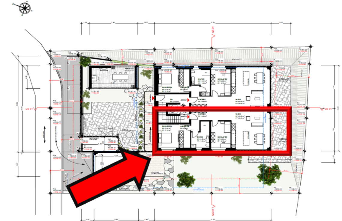Veröffentlich mit Kennzeichnung der Wohnung - Grundriss
